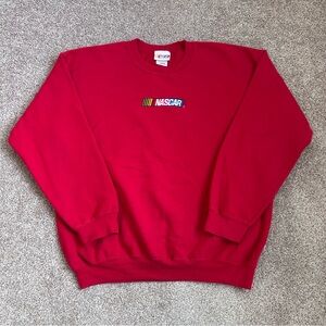 Vintage Men’s NASCAR Red Embroidered Crewneck Sweatshirt Size Large Y2K 90s